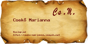 Csekő Marianna névjegykártya